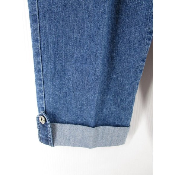 NYDJ Jeans 8 10 Crop Denim Cuffed Hem Slimming Medium Wash USA 30X20 - Picture 3 of 10